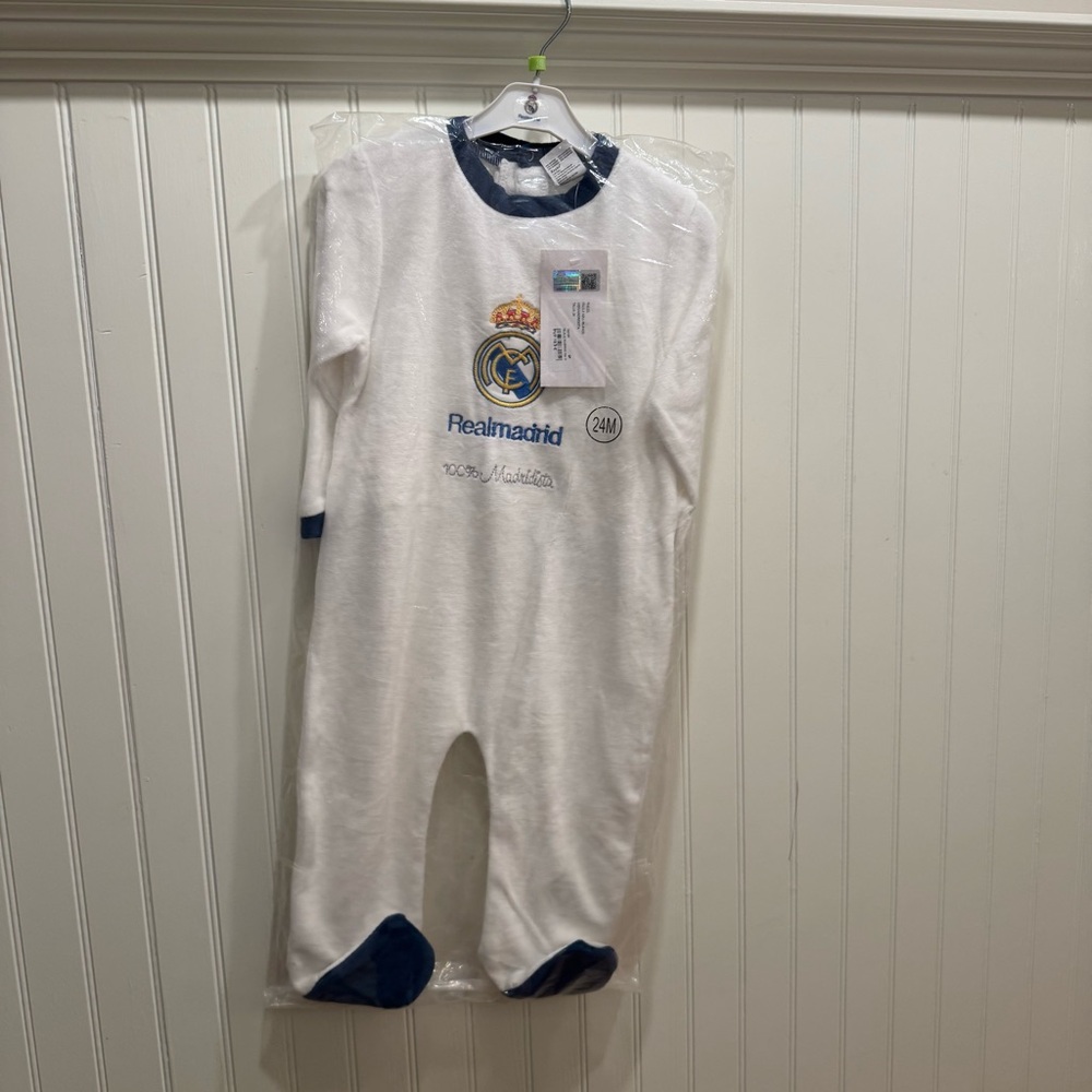 Real Madrid - White and Blue Kids One Piece Sleeper